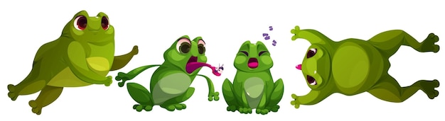 Cute toad frog character jump cartoon illustration