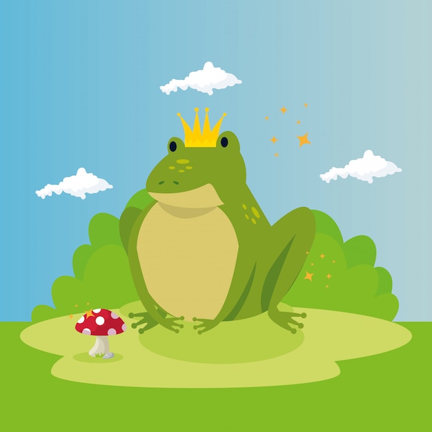 Free vector cute toad in scene fairytale