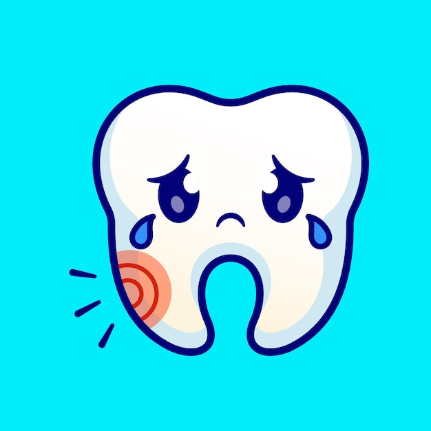 Free Vector cute tooth crying cartoon vector icon illustration education object icon isolated flat vector