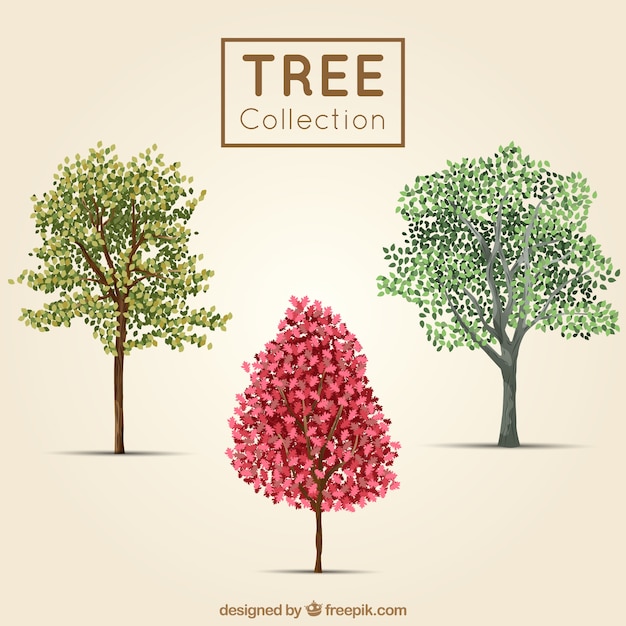 Free Vector cute trees in realistic style