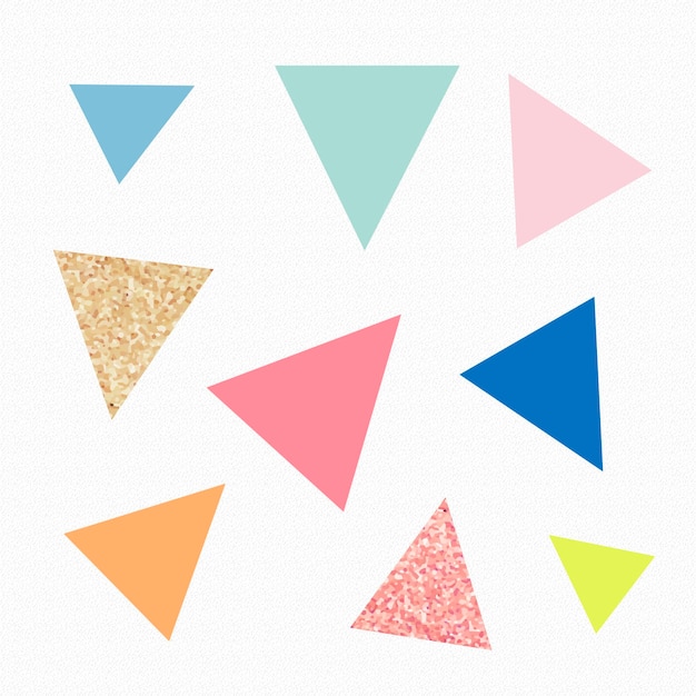 Free vector cute triangle shape sticker, colorful pastel glitter, geometric clipart vector set