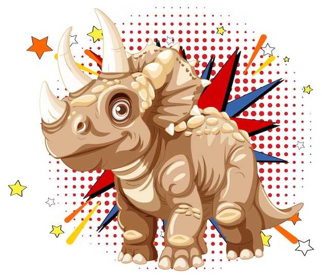 Free Vector cute triceratops with comic background