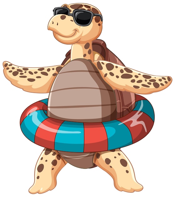 Free Vector cute turtle cartoon character inflatable ring