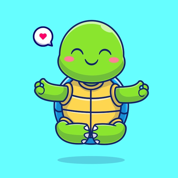 Free Vector cute turtle meditation yoga cartoon vector icon illustration. animal sport icon concept isolated