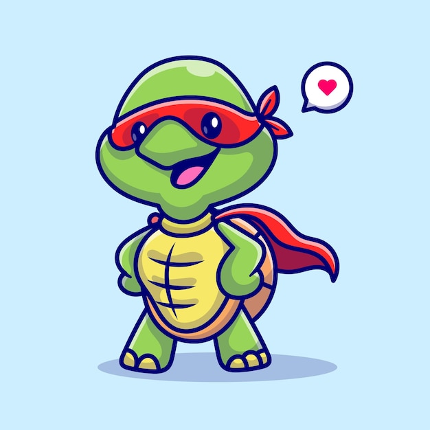 Free Vector cute turtle super hero cartoon vector icon illustration animal holiday icon concept isolated flat