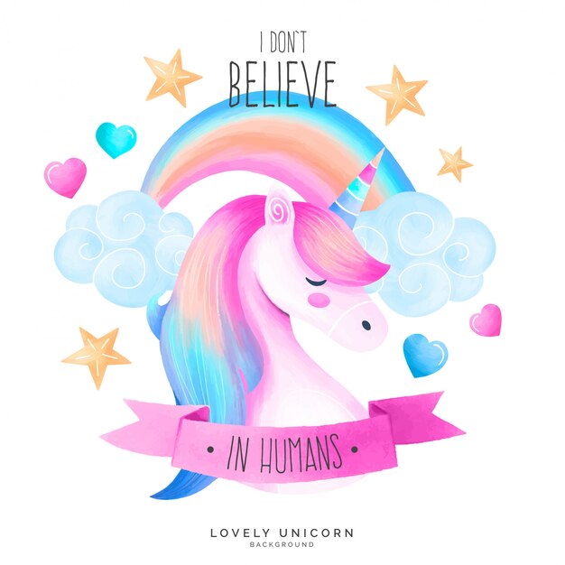 Cute Unicorn Background with Quote