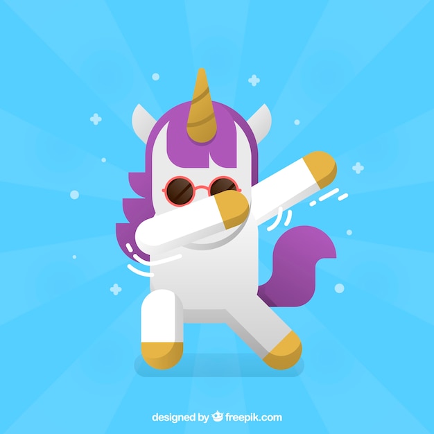 Free Vector cute unicorn doing dabbing movement