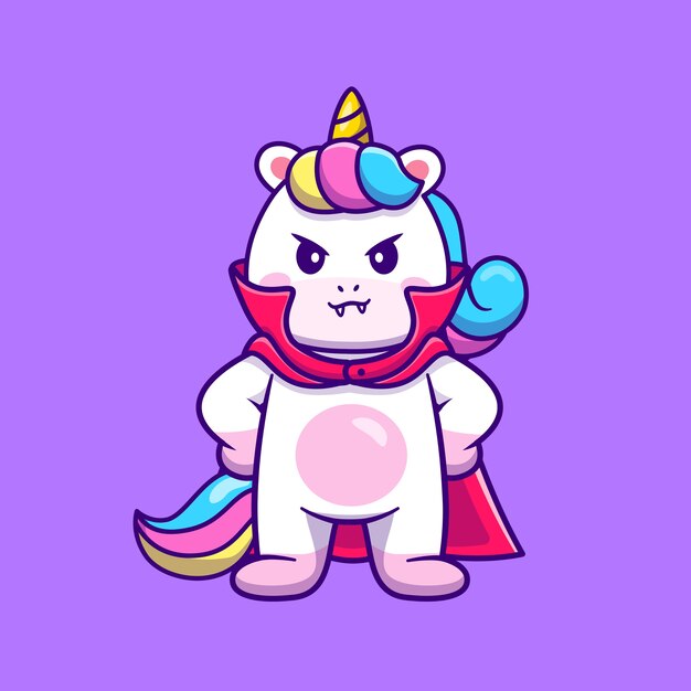 Cute Unicorn Dracula Cartoon