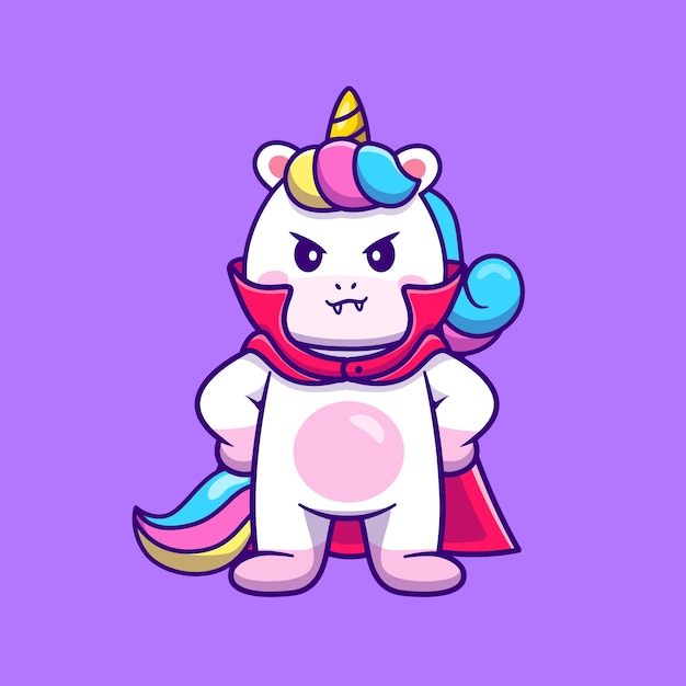 Cute Unicorn Dracula Cartoon