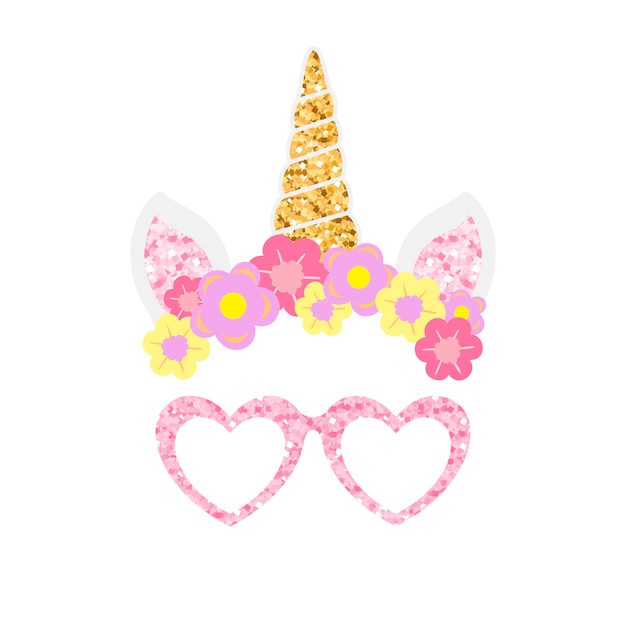 Free Vector cute unicorn photo booth party props vector