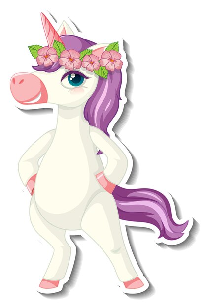 Cute unicorn stickers with a funny unicorn cartoon character