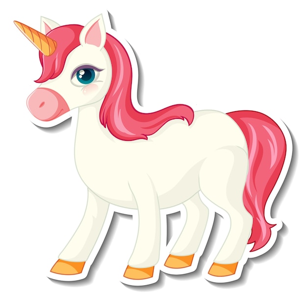 Cute unicorn stickers with a pink unicorn cartoon character