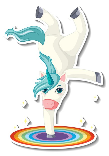 Cute unicorn stickers with a unicorn dancing cartoon character