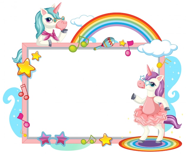 Cute unicorn with blank banner