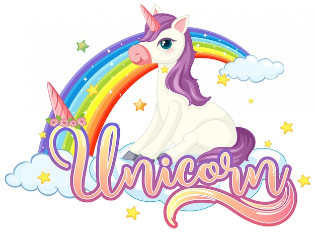 Free Vector cute unicorn with unicorn sign