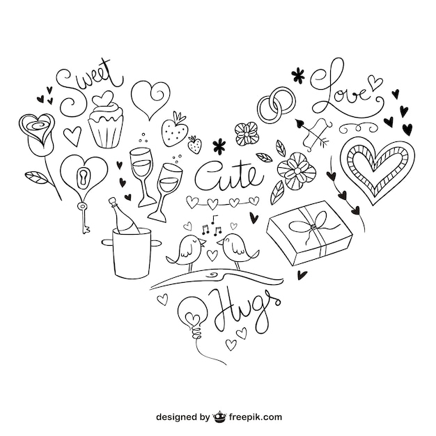 Free Vector cute valentine doodles