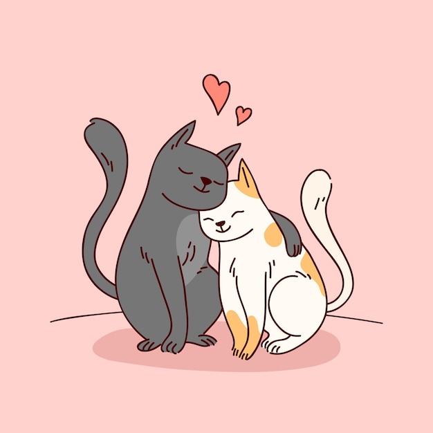 Free Vector cute valentine's day animal couple illustration