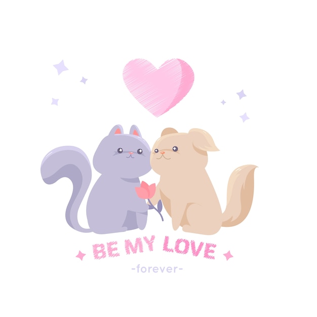 Cute valentine's day animal couple