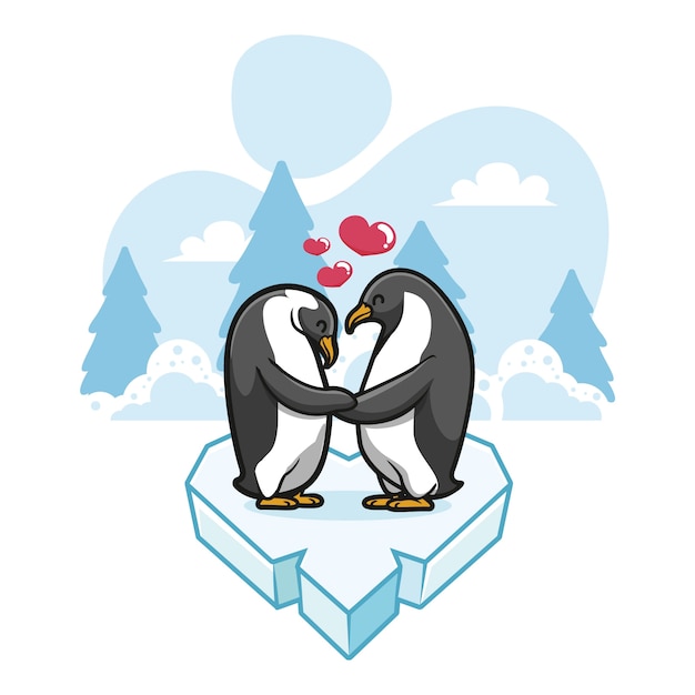 Free vector cute valentine's day animal couple