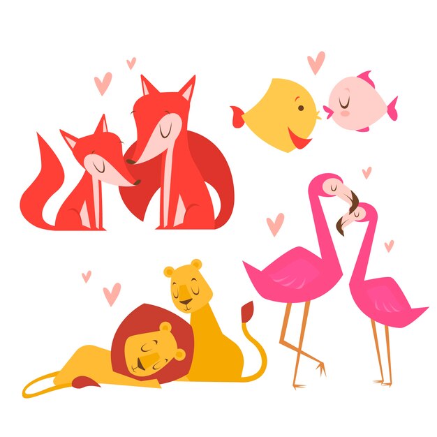 Cute valentine's day animal couple