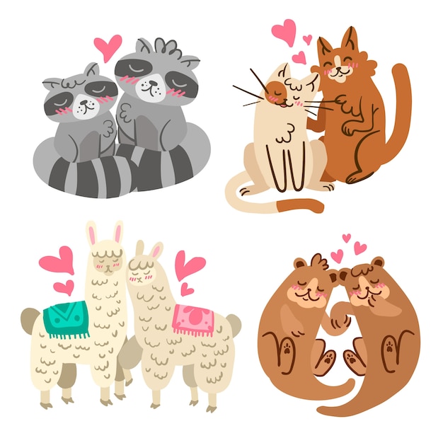 Cute valentine's day animal couple