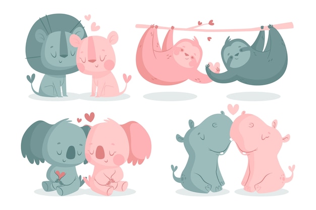 Cute valentine's day animal couple