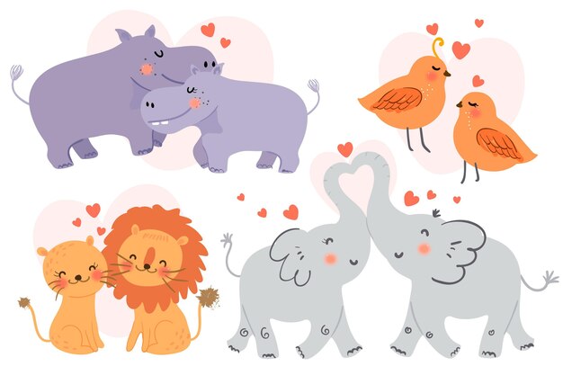 Cute valentine's day animal couple