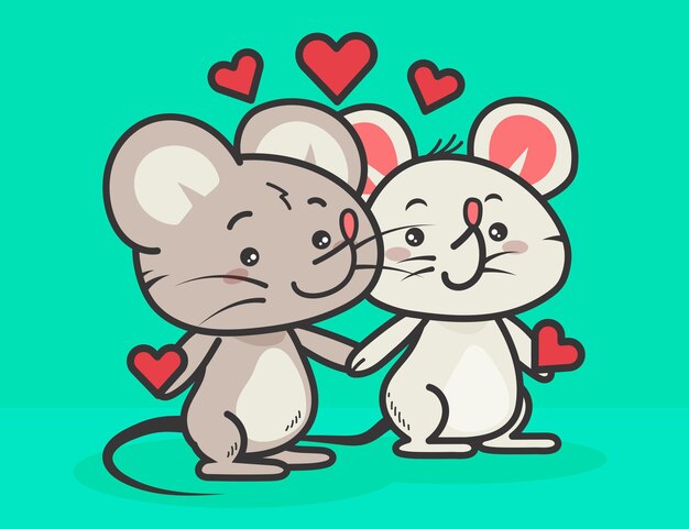 Cute valentine's day animal couple