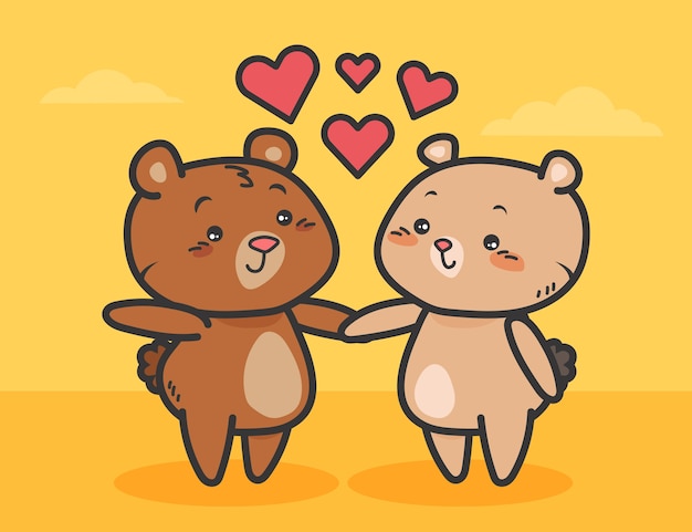 Cute valentine's day bear couple