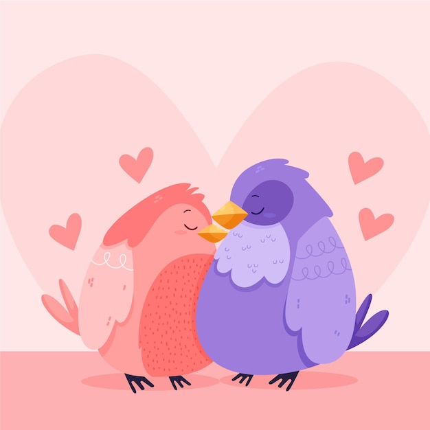 Free Vector cute valentine's day bird couple