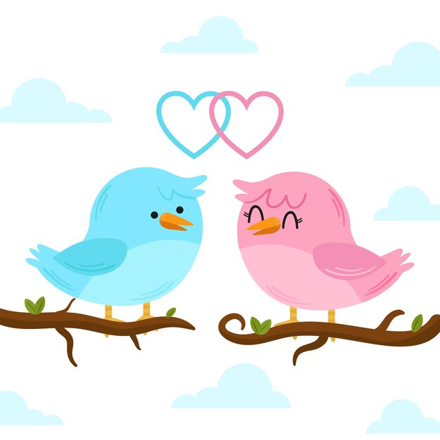 Cute valentine's day birds couple