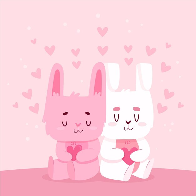 Cute valentine's day bunny couple