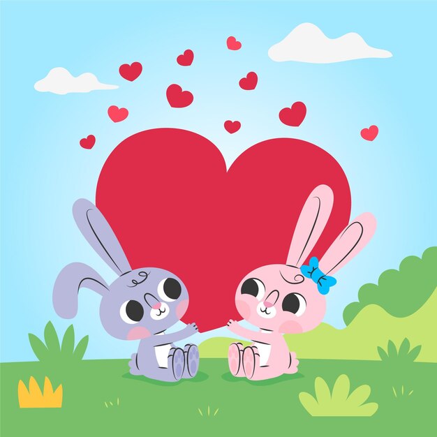 Cute valentine's day bunny couple