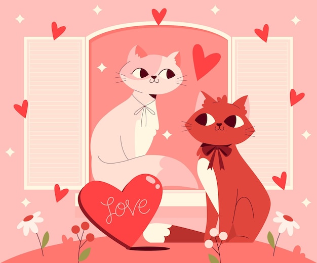 Cute valentine's day cats couple