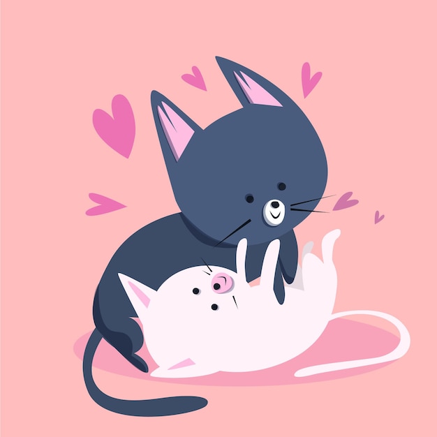 Free Vector cute valentine's day kitties couple