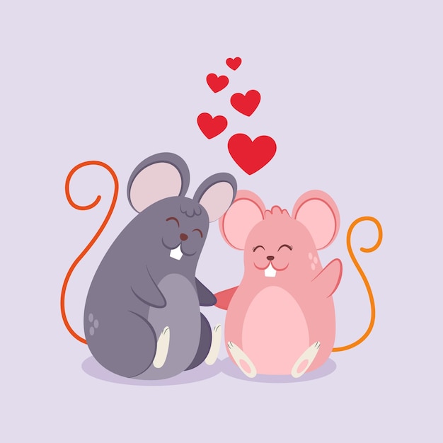 Cute valentine's day mouse couple