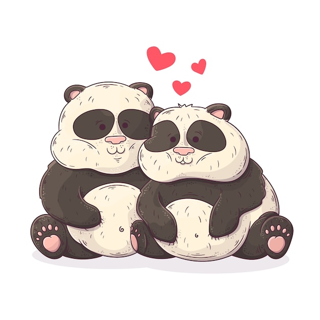 Cute valentine's day panda couple