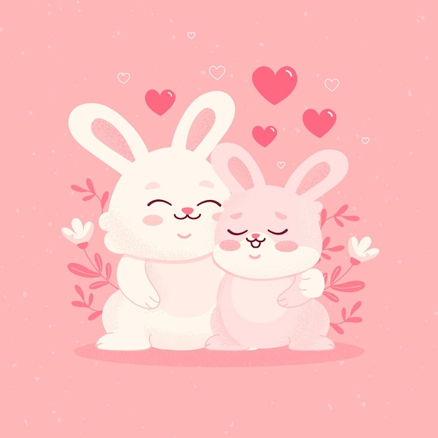 Cute valentine's day rabbits couple