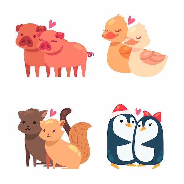 Cute valentines day animal couple