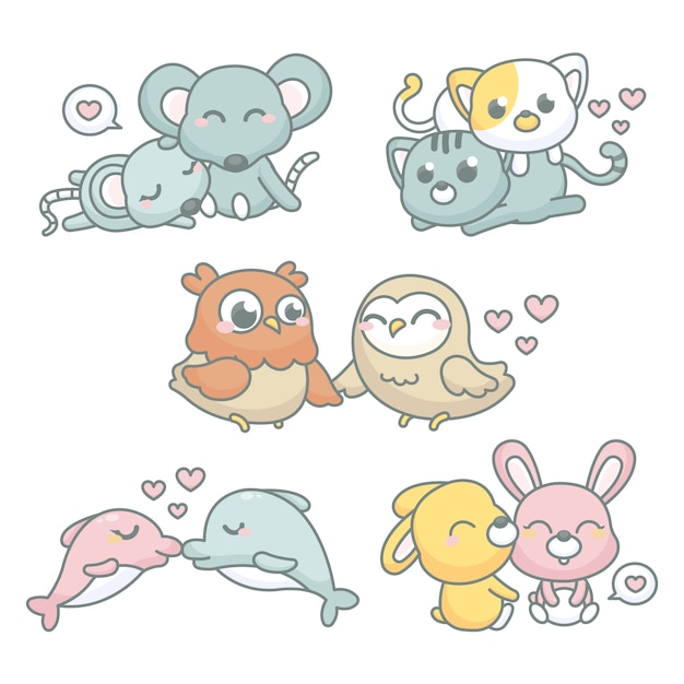 Cute valentines day animal couple