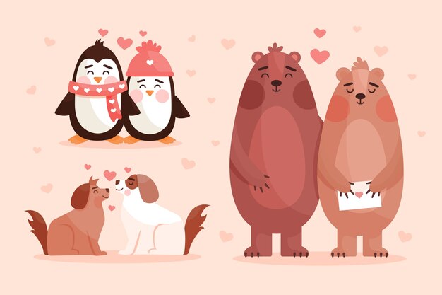 Cute valentines day animal couple