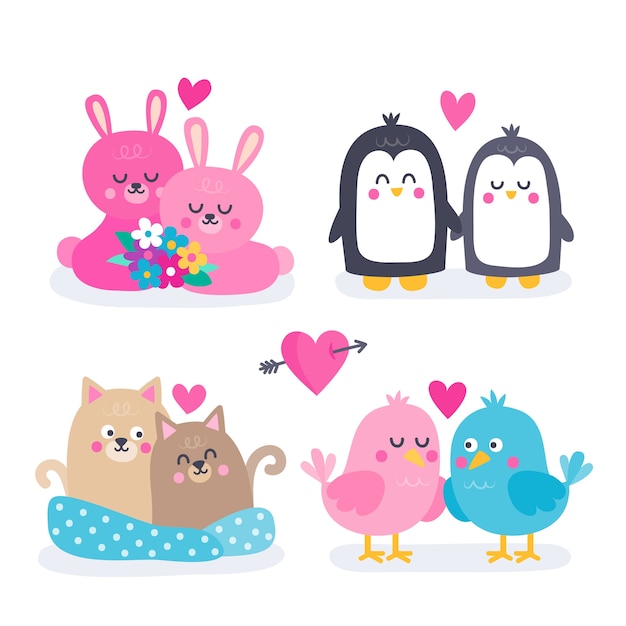 Cute valentines day animal couple