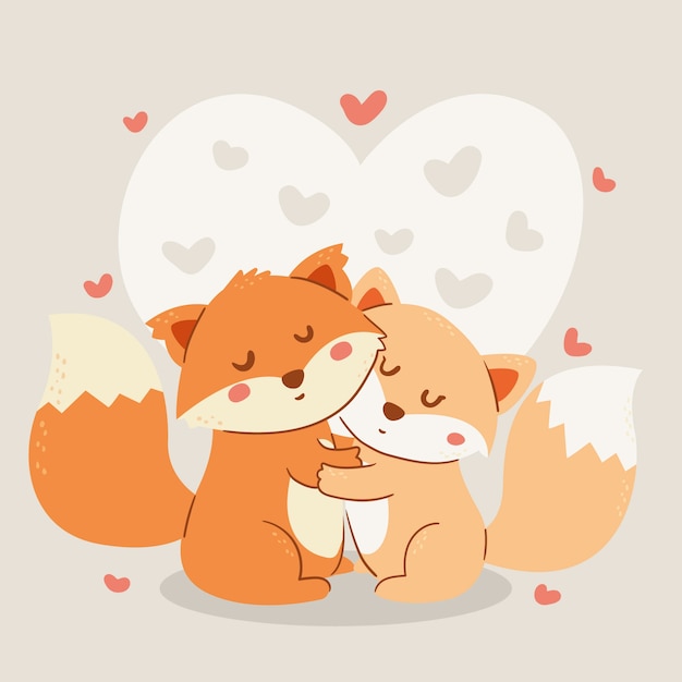 Cute valentines day animal couple