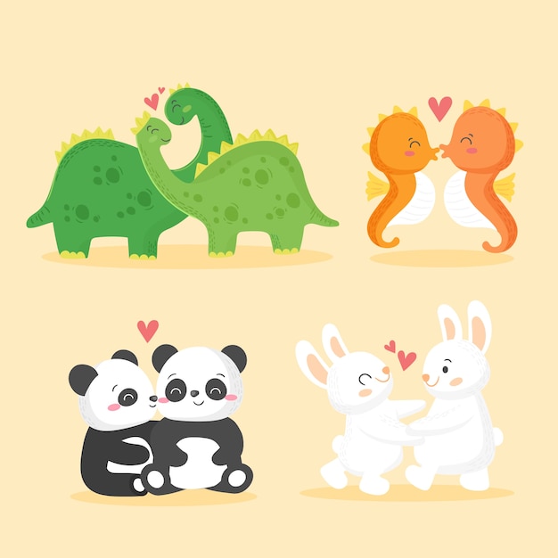 Cute valentines day animal couple