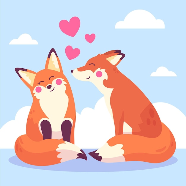 Cute valentines day animal couple