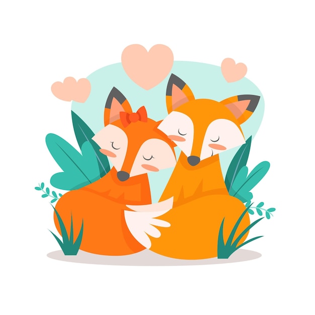 Cute valentines day animal couple