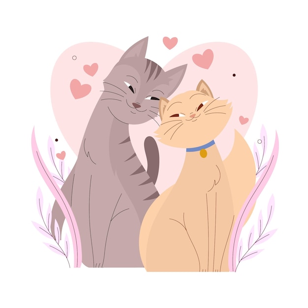 Free vector cute valentines day animal couple