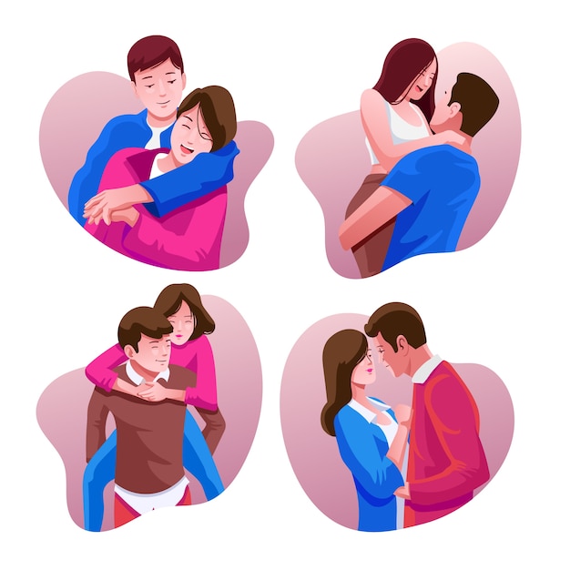 Free Vector cute valentines day couple collection