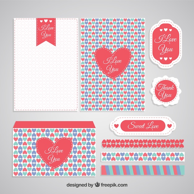 Cute valentines day stationery