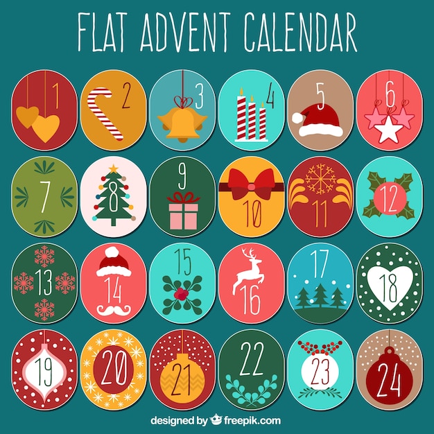 Free vector cute vintage advent calendar in flat design